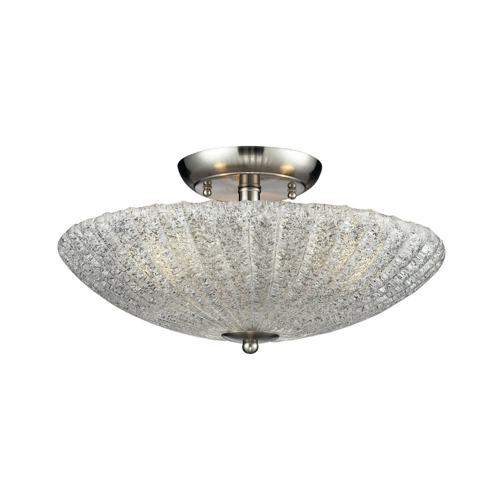 Atlas Luminese 16" 3-Light Semi Flush Mount - Vintage Meets Modern Elegance in Satin Nickel Finish CL11898-NK