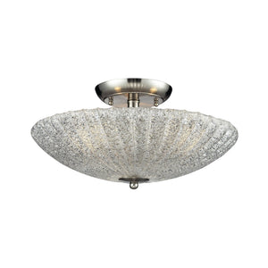 Atlas Luminese 16" 3-Light Semi Flush Mount - Vintage Meets Modern Elegance in Satin Nickel Finish CL11898-NK