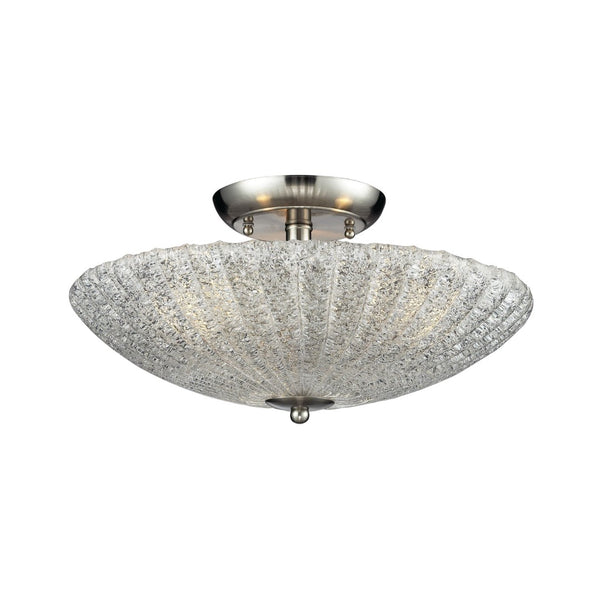 Atlas Luminese 16" 3-Light Semi Flush Mount - Vintage Meets Modern Elegance in Satin Nickel Finish CL11898-NK
