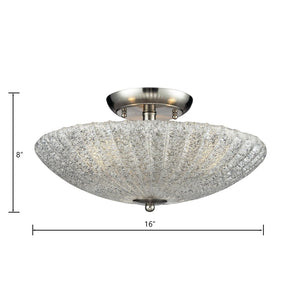 Atlas Luminese 16" 3-Light Semi Flush Mount - Vintage Meets Modern Elegance in Satin Nickel Finish CL11898-NK
