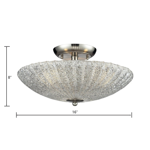 Atlas Luminese 16" 3-Light Semi Flush Mount - Vintage Meets Modern Elegance in Satin Nickel Finish CL11898-NK