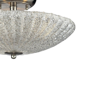 Atlas Luminese 16" 3-Light Semi Flush Mount - Vintage Meets Modern Elegance in Satin Nickel Finish CL11898-NK