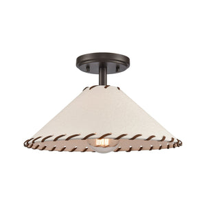 Atlas Marion 14" Rustic Semi Flush Mount Light - Oil Rubbed Bronze with Textured Shade for Cozy Decor CL11899-BZ
