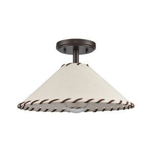 Atlas Marion 14" Rustic Semi Flush Mount Light - Oil Rubbed Bronze with Textured Shade for Cozy Decor CL11899-BZ