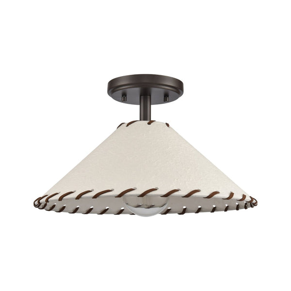 Atlas Marion 14" Rustic Semi Flush Mount Light - Oil Rubbed Bronze with Textured Shade for Cozy Decor CL11899-BZ
