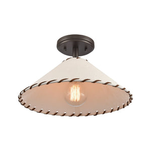 Atlas Marion 14" Rustic Semi Flush Mount Light - Oil Rubbed Bronze with Textured Shade for Cozy Decor CL11899-BZ
