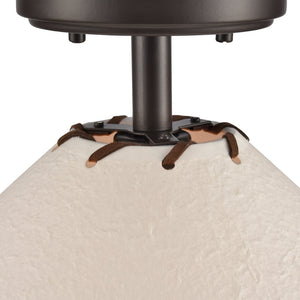 Atlas Marion 14" Rustic Semi Flush Mount Light - Oil Rubbed Bronze with Textured Shade for Cozy Decor CL11899-BZ
