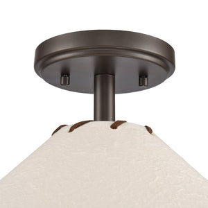 Atlas Marion 14" Rustic Semi Flush Mount Light - Oil Rubbed Bronze with Textured Shade for Cozy Decor CL11899-BZ