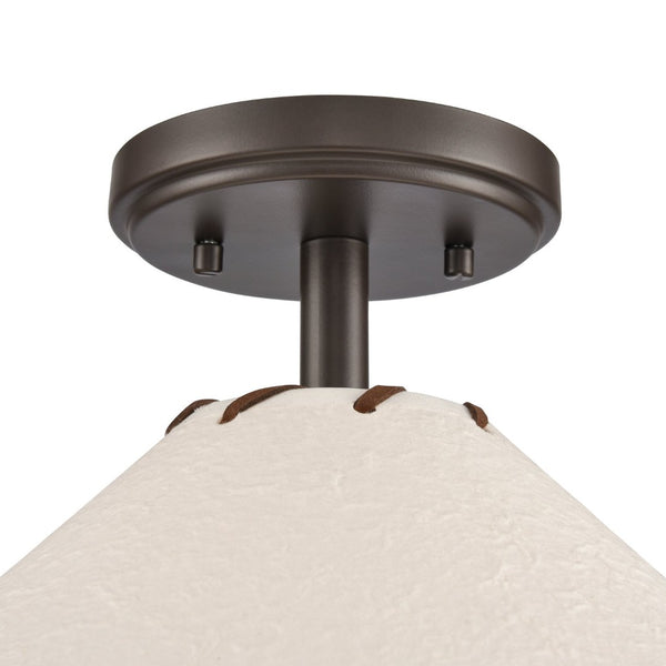 Atlas Marion 14" Rustic Semi Flush Mount Light - Oil Rubbed Bronze with Textured Shade for Cozy Decor CL11899-BZ