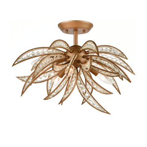 Atlas Naples 21'' Wide 5-Light Semi Flush Mount - Sculptural Palm-Frond Design for Modern Glamour Matte Gold CL11903-GD