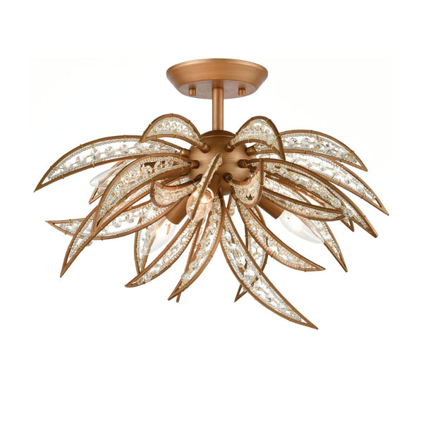 Atlas Naples 21'' Wide 5-Light Semi Flush Mount - Sculptural Palm-Frond Design for Modern Glamour Matte Gold CL11903-GD