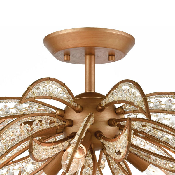 Atlas Naples 21'' Wide 5-Light Semi Flush Mount - Sculptural Palm-Frond Design for Modern Glamour Matte Gold CL11903-GD