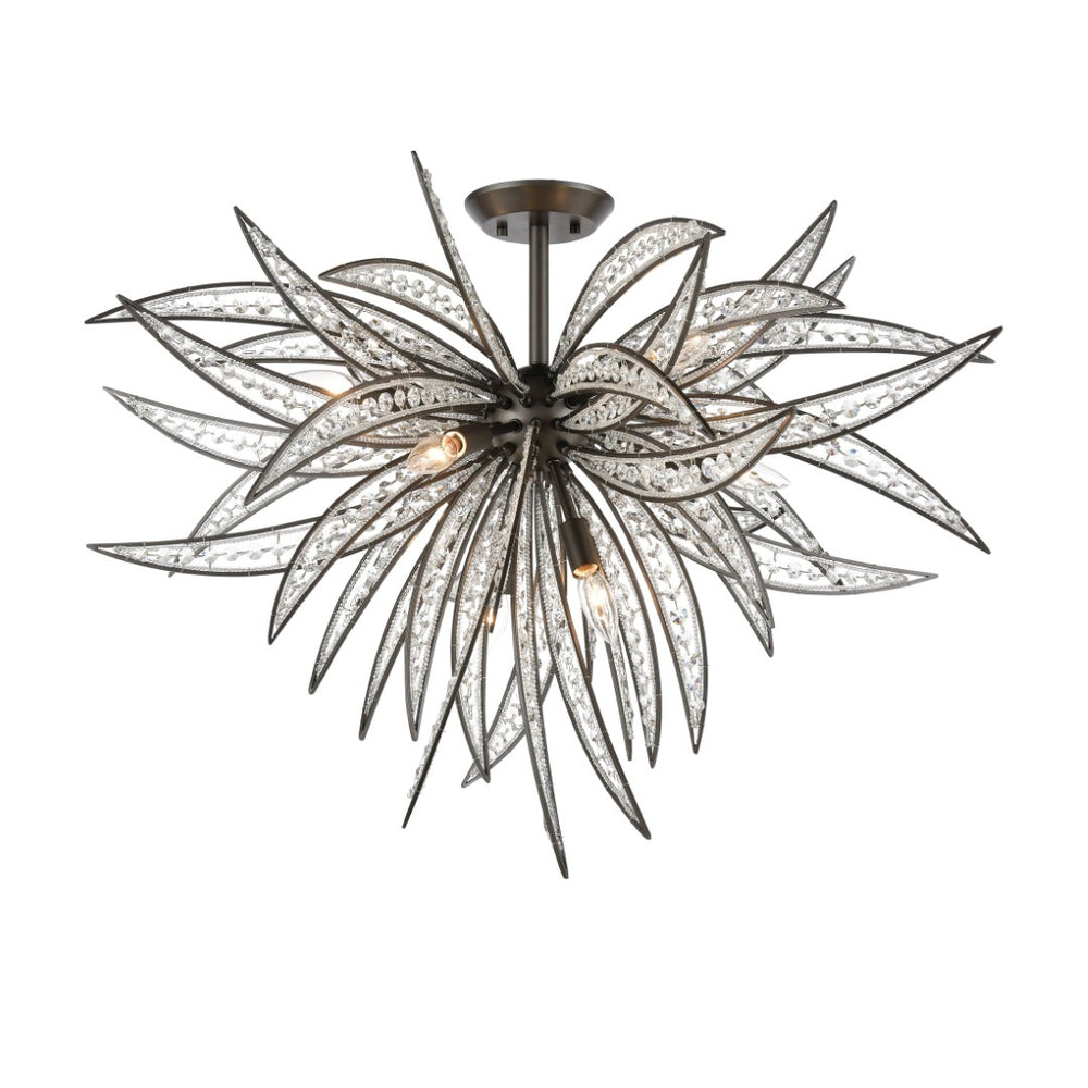 Atlas Naples 21'' Wide 5-Light Semi Flush Mount - Sculptural Palm-Frond Design for Modern Glamour Dark Graphite CL11904-BZ