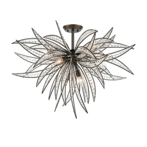 Atlas Naples 21'' Wide 5-Light Semi Flush Mount - Sculptural Palm-Frond Design for Modern Glamour Dark Graphite CL11904-BZ