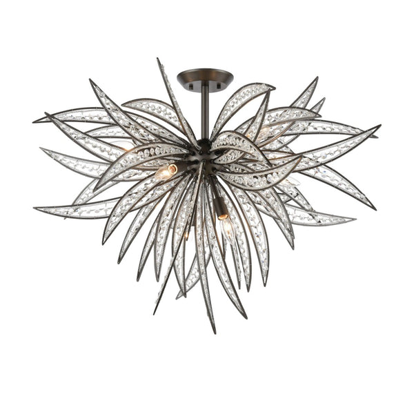 Atlas Naples 21'' Wide 5-Light Semi Flush Mount - Sculptural Palm-Frond Design for Modern Glamour Dark Graphite CL11904-BZ