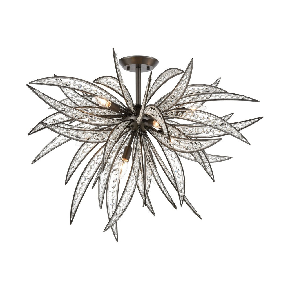 Atlas Naples 21'' Wide 5-Light Semi Flush Mount - Sculptural Palm-Frond Design for Modern Glamour Dark Graphite CL11904-BZ