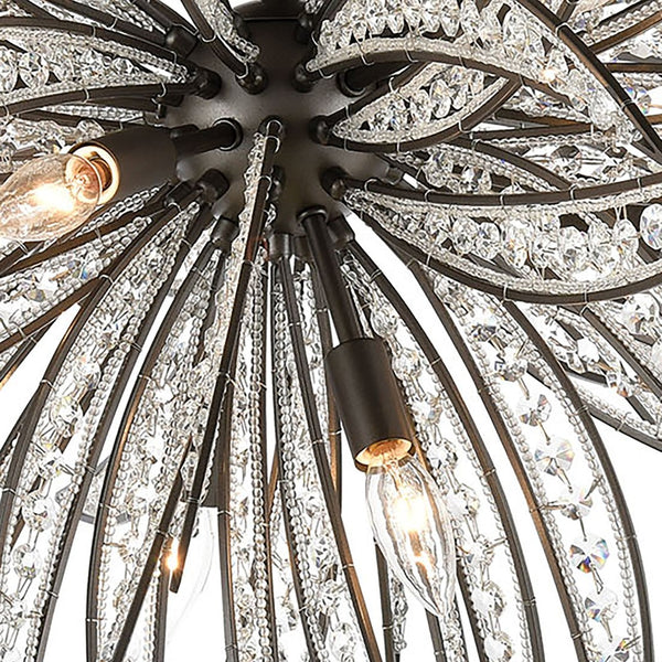 Atlas Naples 21'' Wide 5-Light Semi Flush Mount - Sculptural Palm-Frond Design for Modern Glamour Dark Graphite CL11904-BZ