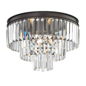Atlas Palacial Semi Flush Mount Light Fixture - Elegant Prismatic Crystals for Glamorous Interiors Oil Rubbed Bronze 19'' CL11906-BZ