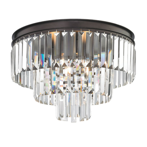 Atlas Palacial Semi Flush Mount Light Fixture - Elegant Prismatic Crystals for Glamorous Interiors Oil Rubbed Bronze 19'' CL11906-BZ