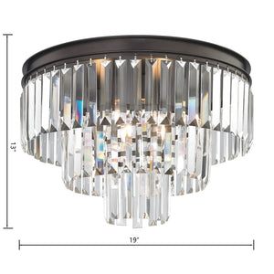 Atlas Palacial Semi Flush Mount Light Fixture - Elegant Prismatic Crystals for Glamorous Interiors Oil Rubbed Bronze 19'' CL11906-BZ