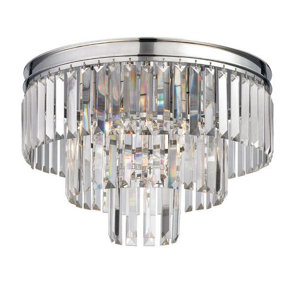 Atlas Palacial Semi Flush Mount Light Fixture - Elegant Prismatic Crystals for Glamorous Interiors Polished Chrome 19'' CL11906-CH