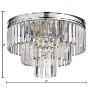 Atlas Palacial Semi Flush Mount Light Fixture - Elegant Prismatic Crystals for Glamorous Interiors Polished Chrome 19'' CL11906-CH