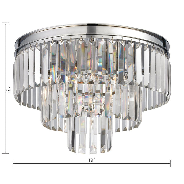 Atlas Palacial Semi Flush Mount Light Fixture - Elegant Prismatic Crystals for Glamorous Interiors Polished Chrome 19'' CL11906-CH