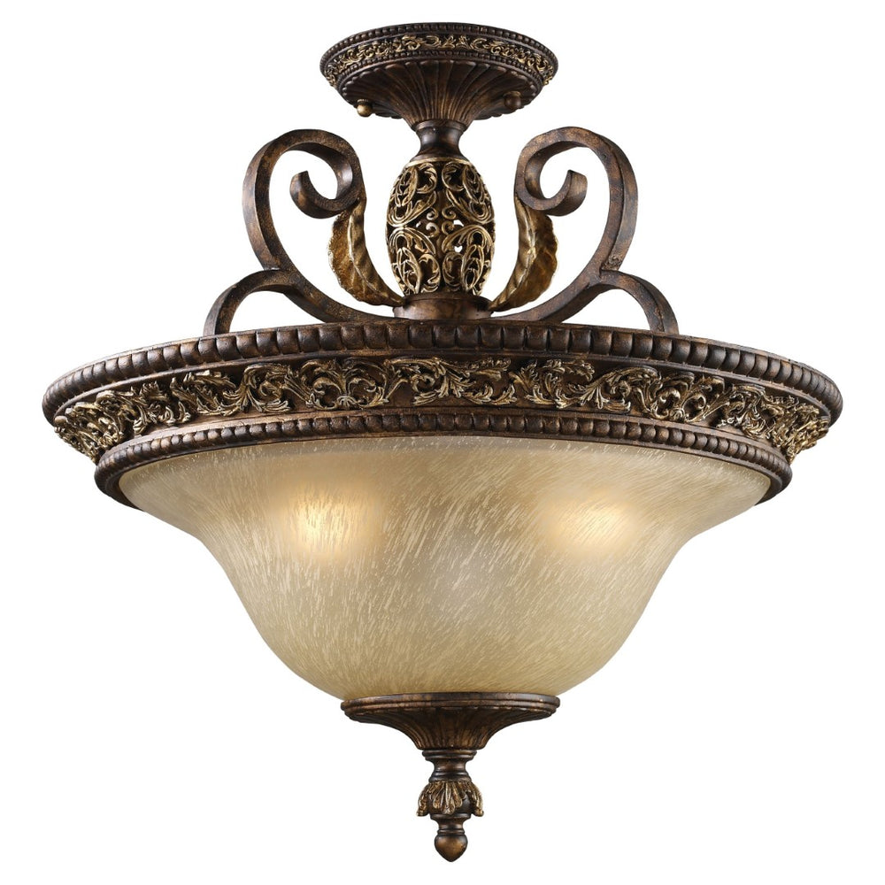 Atlas Regency 19'' Wide 3-Light Semi Flush Mount - Elegant Burnt Bronze Fixture with Glass Shades CL11908-BZ