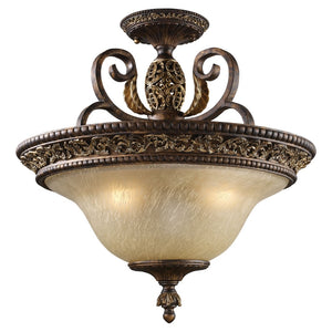 Atlas Regency 19'' Wide 3-Light Semi Flush Mount - Elegant Burnt Bronze Fixture with Glass Shades CL11908-BZ