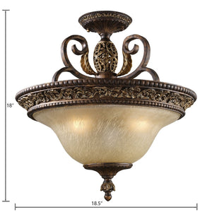 Atlas Regency 19'' Wide 3-Light Semi Flush Mount - Elegant Burnt Bronze Fixture with Glass Shades CL11908-BZ