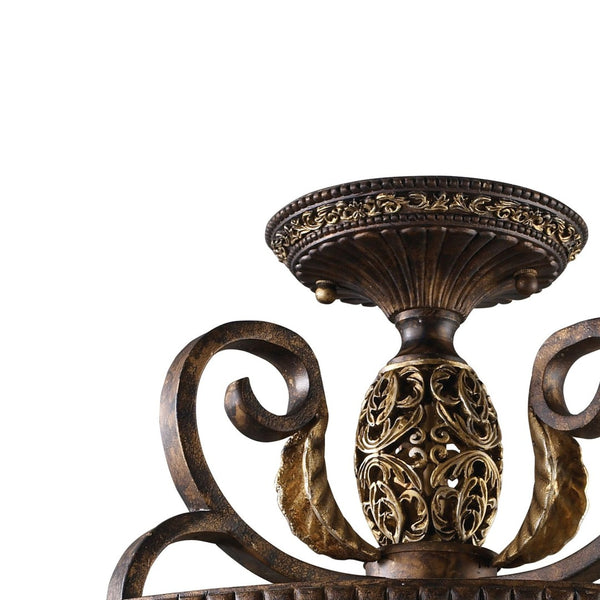 Atlas Regency 19'' Wide 3-Light Semi Flush Mount - Elegant Burnt Bronze Fixture with Glass Shades CL11908-BZ