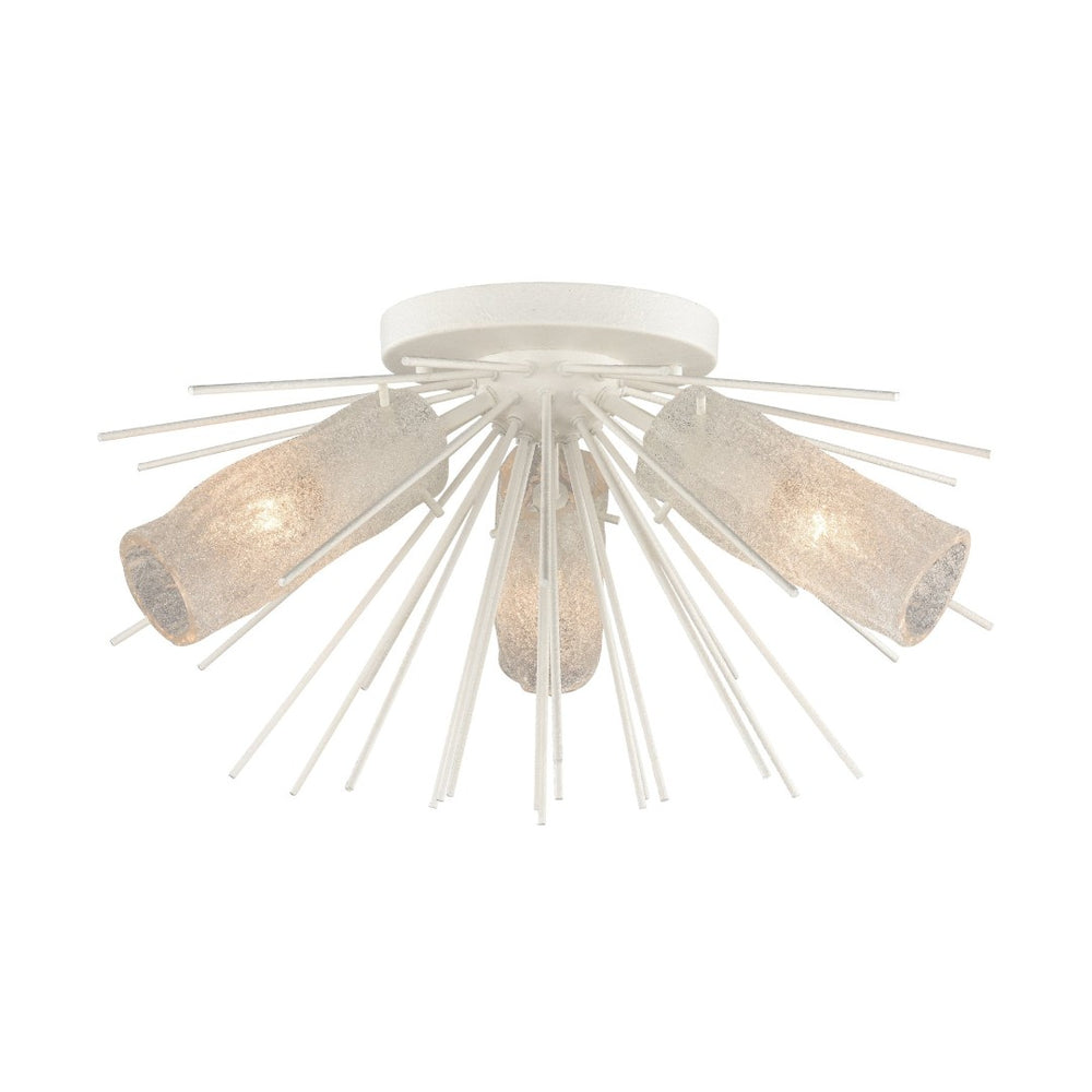 Atlas Sea Urchin Semi Flush Mount Light – Coastal Elegance with Textured Glass for Stunning Interiors White Coral 20'' CL11911-WH