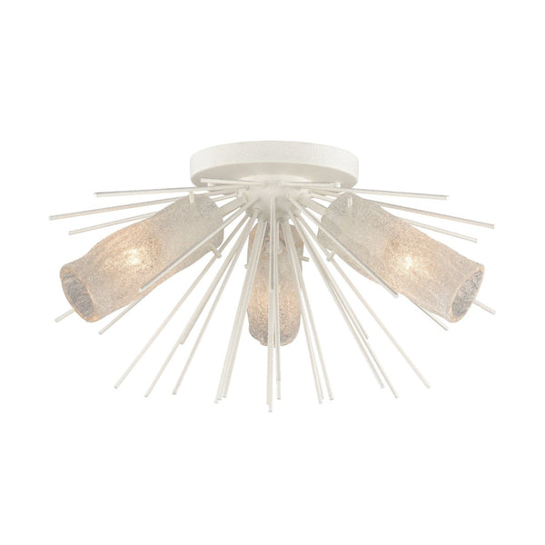 Atlas Sea Urchin Semi Flush Mount Light – Coastal Elegance with Textured Glass for Stunning Interiors White Coral 20'' CL11911-WH