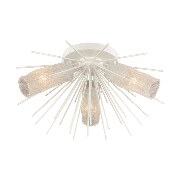Atlas Sea Urchin Semi Flush Mount Light – Coastal Elegance with Textured Glass for Stunning Interiors White Coral 20'' CL11911-WH