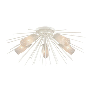 Atlas Sea Urchin Semi Flush Mount Light – Coastal Elegance with Textured Glass for Stunning Interiors White Coral 32'' CL11912-WH