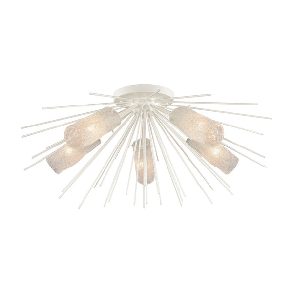 Atlas Sea Urchin Semi Flush Mount Light – Coastal Elegance with Textured Glass for Stunning Interiors White Coral 32'' CL11912-WH