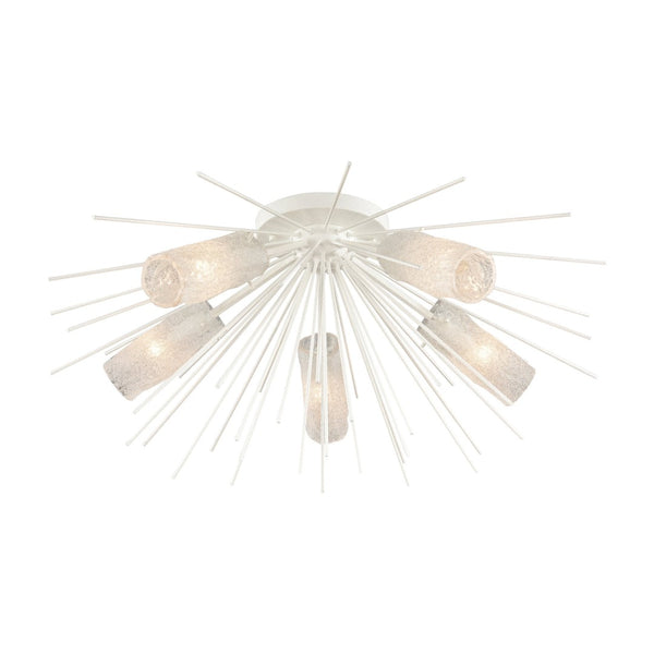 Atlas Sea Urchin Semi Flush Mount Light – Coastal Elegance with Textured Glass for Stunning Interiors White Coral 32'' CL11912-WH