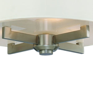 Atlas Seven Springs 18'' Wide 3-Light Semi Flush Mount - Satin Nickel Fixture with Cream Drum Shades CL11913-NK