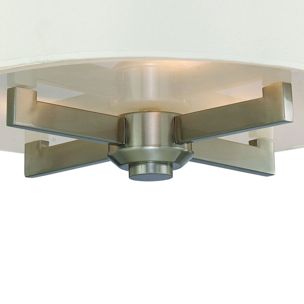 Atlas Seven Springs 18'' Wide 3-Light Semi Flush Mount - Satin Nickel Fixture with Cream Drum Shades CL11913-NK