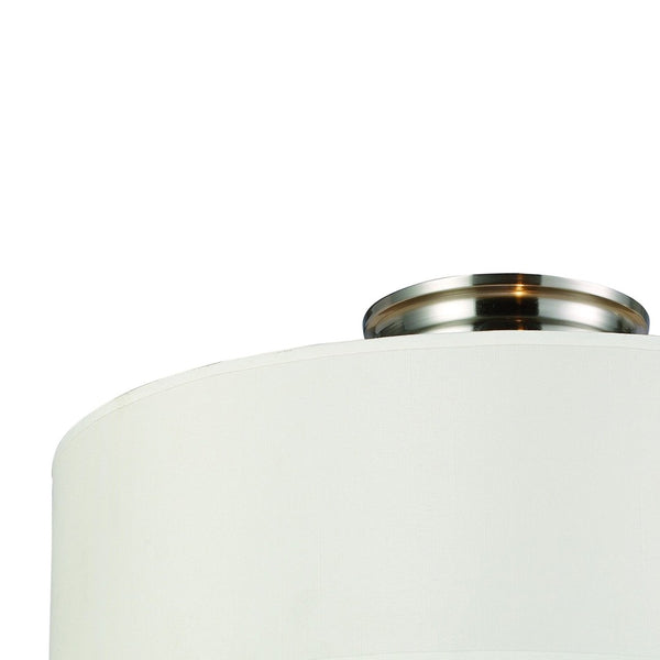 Atlas Seven Springs 18'' Wide 3-Light Semi Flush Mount - Satin Nickel Fixture with Cream Drum Shades CL11913-NK