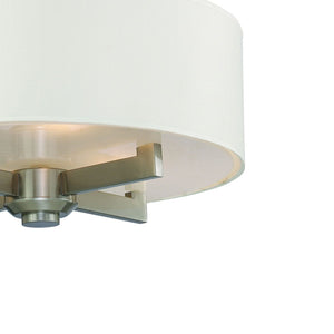 Atlas Seven Springs 18'' Wide 3-Light Semi Flush Mount - Satin Nickel Fixture with Cream Drum Shades CL11913-NK