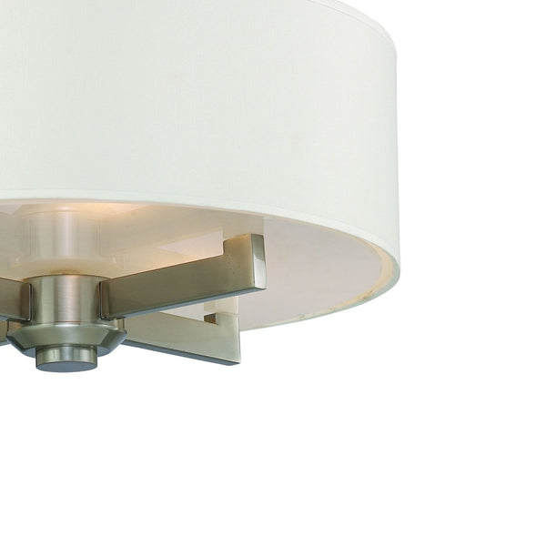 Atlas Seven Springs 18'' Wide 3-Light Semi Flush Mount - Satin Nickel Fixture with Cream Drum Shades CL11913-NK