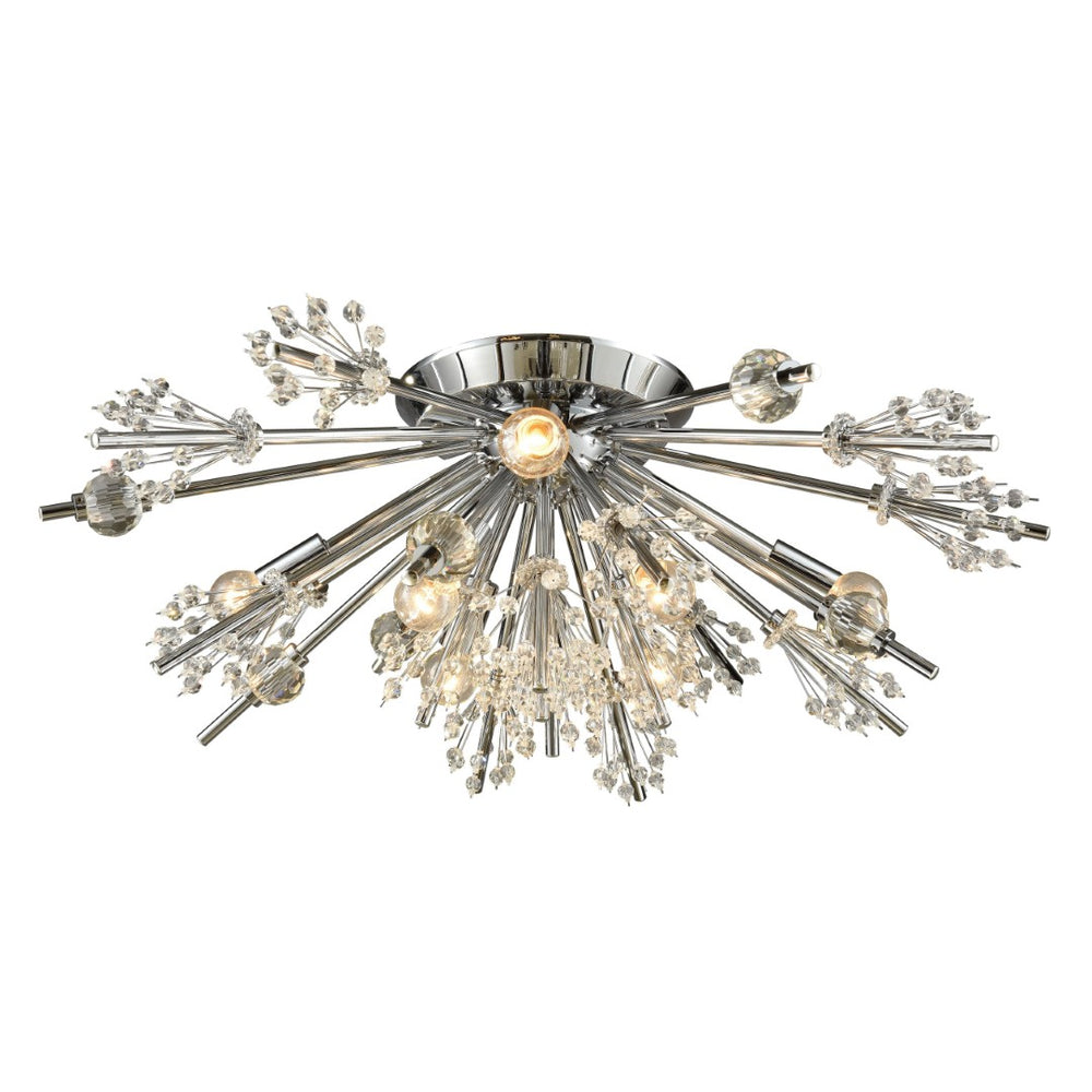 Atlas Starburst 26'' Wide 8-Light Semi Flush Mount - Modern Crystal Accent Fixture for Stunning Interiors Polished Chrome CL11914-CH