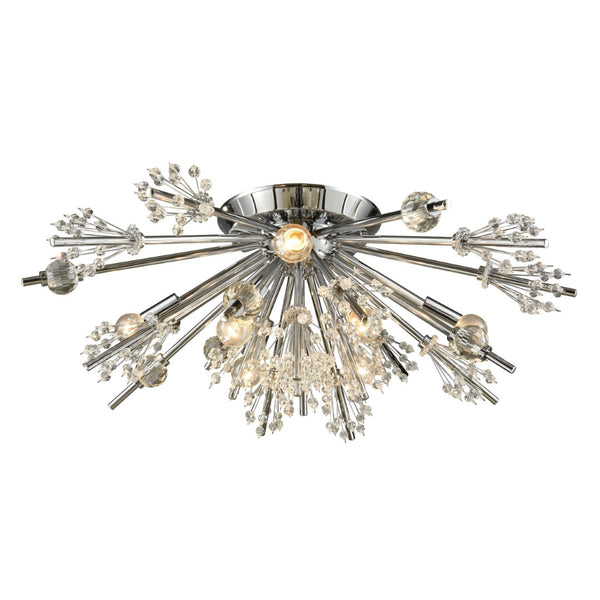 Atlas Starburst 26'' Wide 8-Light Semi Flush Mount - Modern Crystal Accent Fixture for Stunning Interiors Polished Chrome CL11914-CH
