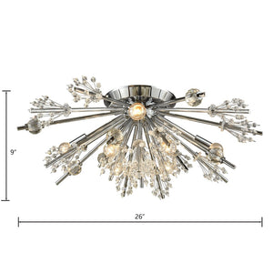Atlas Starburst 26'' Wide 8-Light Semi Flush Mount - Modern Crystal Accent Fixture for Stunning Interiors Polished Chrome CL11914-CH