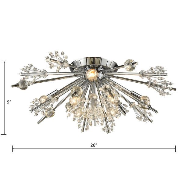 Atlas Starburst 26'' Wide 8-Light Semi Flush Mount - Modern Crystal Accent Fixture for Stunning Interiors Polished Chrome CL11914-CH