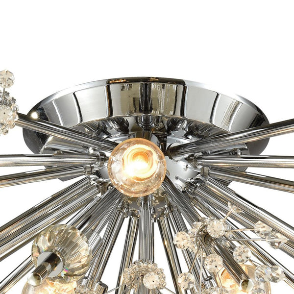 Atlas Starburst 26'' Wide 8-Light Semi Flush Mount - Modern Crystal Accent Fixture for Stunning Interiors Polished Chrome CL11914-CH
