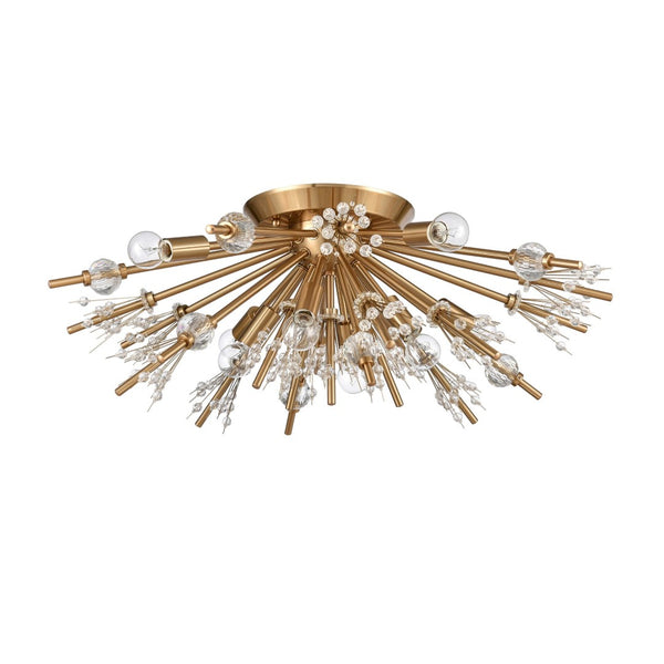 Atlas Starburst 26'' Wide 8-Light Semi Flush Mount - Modern Crystal Accent Fixture for Stunning Interiors Satin Brass CL11914-GD