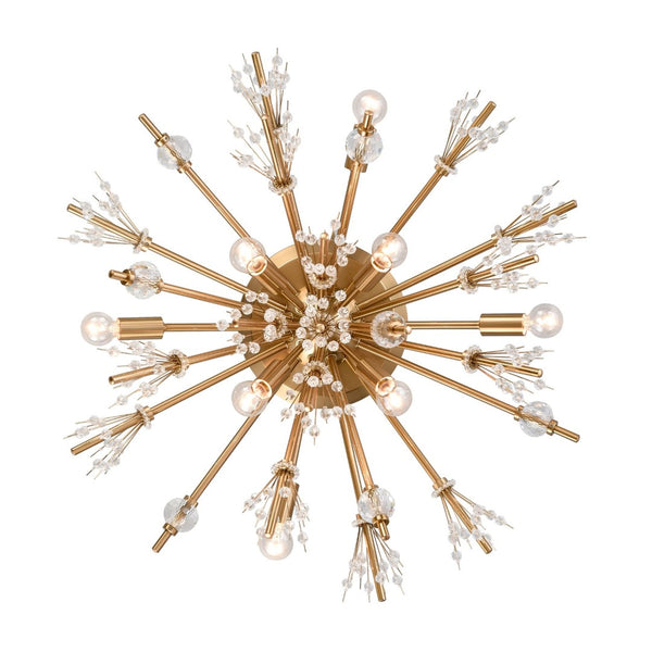 Atlas Starburst 26'' Wide 8-Light Semi Flush Mount - Modern Crystal Accent Fixture for Stunning Interiors Satin Brass CL11914-GD