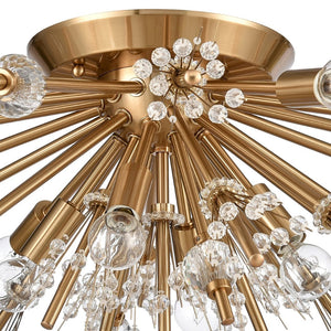 Atlas Starburst 26'' Wide 8-Light Semi Flush Mount - Modern Crystal Accent Fixture for Stunning Interiors Satin Brass CL11914-GD